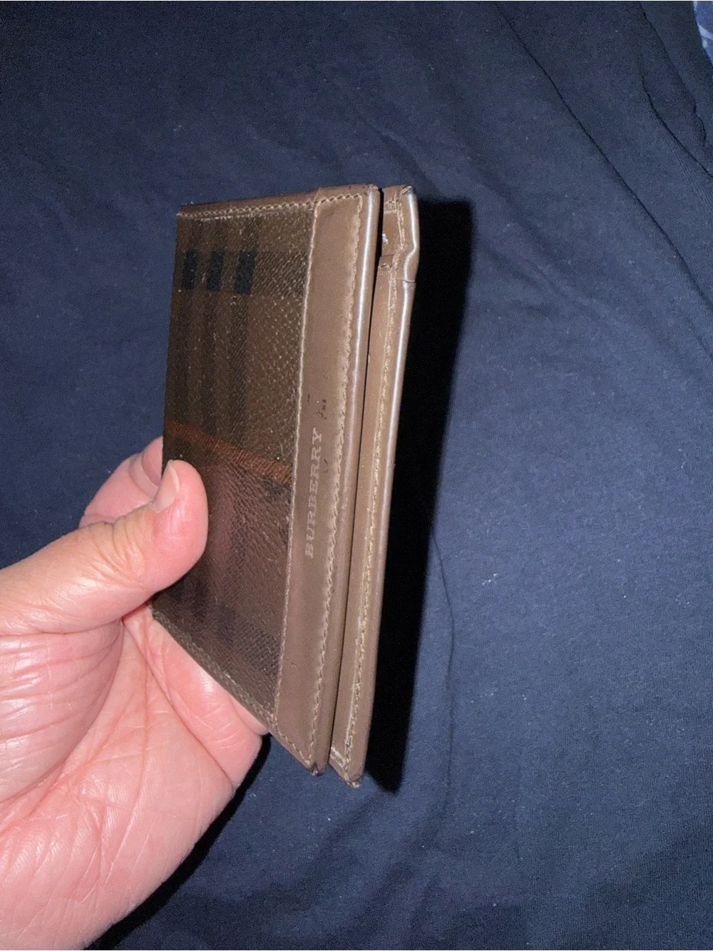 Burberry Dark Brown Leather Fold Wallet